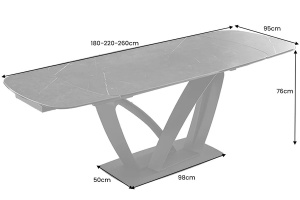 MASA SUFRAGERIE EXTENSIBILA, PAPILLON 180/260CM, DIN CERAMICA/STICLA MARMURA GRAFIT SI METAL, ARTIM GROUP SELECTION - Img 5