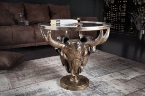 MASUTA CAFEA 56CM, MATADOR, METAL SI STICLA, BRONZ, STIL VINTAGE UNICAT