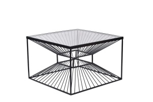 MASUTA DE CAFEA 60CM, ILLUSION, STICLA SECURIZATA SI METAL, DESIGN MODERN - Img 3