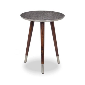 MASUTA DE CAFEA, ALCASAR 50CM, METAL SI LEMN, MOTIVE ARGINTII, COD 43353, MODEL DEOSEBIT