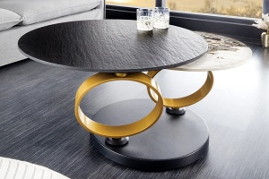 MASUTA DE CAFEA, DANCING RINGS, DIN METAL SI CERAMICA, NEGRU AURIU/GRI - Img 3