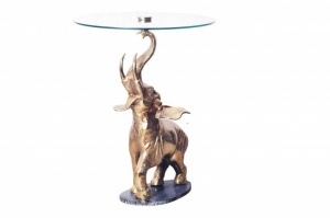 MASUTA DE CAFEA, ELEPHANT 75CM, METAL, STICLA SI MARMURA, REALIZATA MANUAL