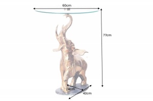 MASUTA DE CAFEA, ELEPHANT 75CM, METAL, STICLA SI MARMURA, REALIZATA MANUAL - Img 4