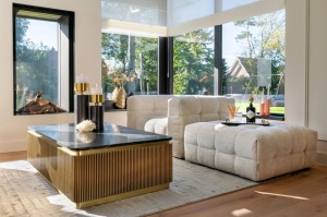 MASUTA DE CAFEA IRONVILLE, 140 CM, NEGRU/AURIU, DIN MDF, MARMURA SI METAL, RICHMOND INTERIORS - Img 3