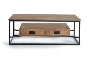 MASUTA DE CAFEA MOON 120CM, MARO/NEGRU, DIN LEMN DE MANGO SI METAL, STIL MODERN - Img 6