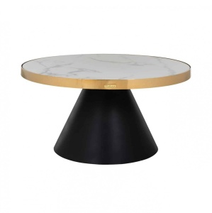 MASUTA DE CAFEA ODIN, 80 CM, EFECT DE MARMURA ALBA/AURIU/NEGRU, DIN MARMURA ARTIFICIALA SI METAL, RICHMOND INTERIORS
