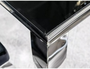 MASUTA DE CAFEA PRINCE B, 55 CM, NEGRU/CROM, BLAT DIN STICLA SECURIZATA SI CADRU DIN METAL, STIL MODERN - Img 2