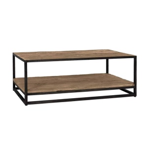 MASUTA DE CAFEA RAFFLES, 130CM, DIN METAL SI LEMN MASIV, STIL INDUSTRIAL, B2