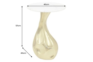 MASUTA DE CAFEA, TEAR, 60CM, BLAT DIN MARMURA SI METAL, ALB, ARTIM GROUP SELECTION - Img 4