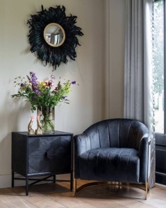 NOPTIERA BLAX, NEAGRA, DIN FURNIR DE STEJAR SI METAL, STIL MODERN, B2 - Img 2
