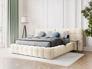 PAT EXCLUSIVIST 180X200CM, CU LADA DEPOZITARE, DIN CATIFEA BEIGE, ARTIM GROUP SELECTION - Img 7