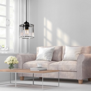 PENDUL BLACK CRYSTAL APP511-1CP, 14X90, NEGRU, DIN METAL SI STICLA, STIL MODERN, TU - Img 6