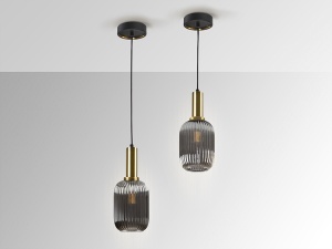 PENDUL NORMA, 14 CM, NEGRU MAT/FUMURIU, DIN METAL SI STICLA, STIL MODERN - Img 2