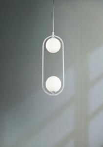 PENDUL RING MOD013PL-02W, DIN METAL SI STICLA, ALB, STIL MODERN, MAYTONI