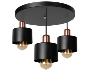 PLAFONIERA CU 3 BECURI CALI APP003-3CPR, 23x30 cm, NEGRU,DIN ALUMINIU, STIL MODERN, TU