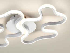 PLAFONIERA MAREA, 59 CM, ALB/OPAL, DIN METAL, ALUMINIU SI SILICON, STIL MODERN - Img 3