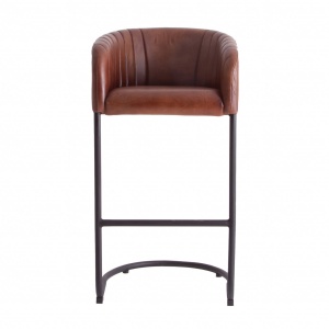 SCAUN ALMSTOCK REF. 27728, MARONIU, STIL VINTAGE, DIN FIER SI PIELE NATURALA, VIC - Img 2