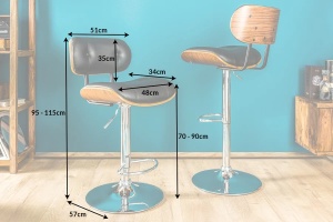 SCAUN DE BAR, CLASSICO NEGRU/NUC 115CM, STIL RETRO VINTAGE - Img 7