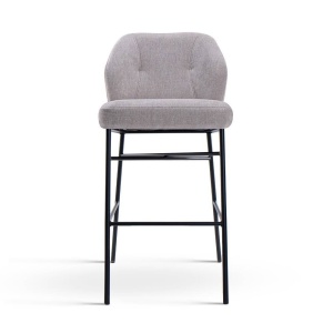 SCAUN DE BAR IRYS, 70 CM, GRI/NEGRU, TAPITERIE DIN STOFA SI PICIOARE DIN METAL, STIL MODERN, ATR - Img 2