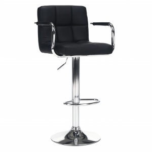 SCAUN DE BAR LEORA 2 NEW, NEGRU/CROM, STIL MODERN, TK - Img 5