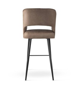 SCAUN DE BAR MERCY SUPREME, 70 CM, BEJ INCHIS/NEGRU, TAPITERIE DIN CATIFEA SI PICIOARE DIN METAL, STIL MODERN, ATR - Img 3