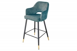 SCAUN DE BAR, PARIS, DE CULOARE VERDE PETROL, DIN CATIFEA, ASPECT RETRO