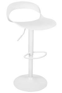 SCAUN DE BAR REGLABIL, WRAPP, ALB, CONFECTIONAT DIN PLASTIC SI METAL, STIL MODERN