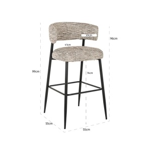 SCAUN DE BAR ROCHELLE TRENDY 01 NATURE, S4761, CONFECTIONAT DIN POLIURETAN, LEMN RECICLAT SI METAL, RICHMOND INTERIORS - Img 3