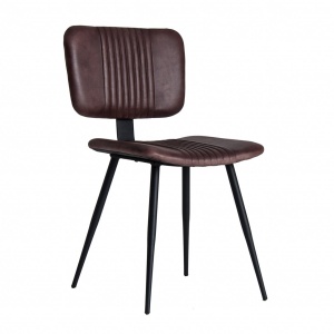 SCAUN DENBY REF. 26743, MARONIU, STIL VINTAGE, DIN FIER SI PIELE NATURALA DE CAPRA, VIC