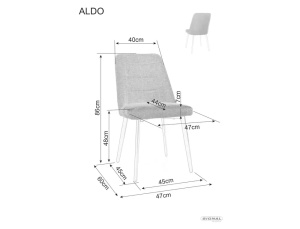 SCAUN DINING ALDO, CURRY 68/NEGRU MAT, TAPITERIE DIN STOFA BREGO SI PICIOARE DIN METAL, STIL MODERN - Img 4