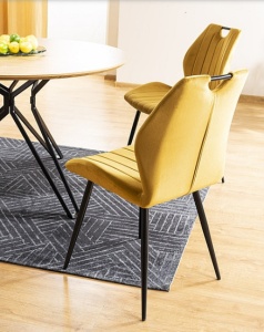 SCAUN DINING ARCO, CURRY BLUVEL 68/NEGRU MAT, TAPITERIE DIN CATIFEA SI PICIOARE DIN METAL, STIL MODERN - Img 3