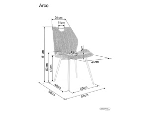 SCAUN DINING ARCO, CURRY BLUVEL 68/NEGRU MAT, TAPITERIE DIN CATIFEA SI PICIOARE DIN METAL, STIL MODERN - Img 8