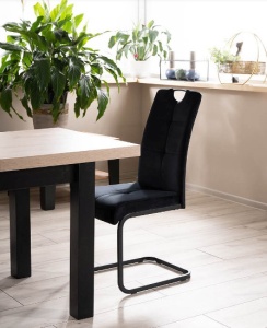 SCAUN DINING AXO, NEGRU BLUVEL 19/NEGRU MAT, TAPITERIE DIN CATIFEA SI PICIOARE DIN METAL, STIL MODERN - Img 3