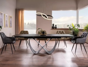 SCAUN DINING CHERRY BUFFALO, GRI 06/NEGRU MAT, TAPITERIE DIN PIELE ECOLOGICA SI PICIOARE DIN METAL, STIL MODERN - Img 3