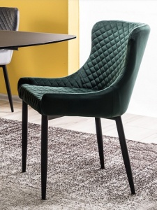SCAUN DINING COLIN B, VERDE BLUVEL 78/NEGRU MAT, TAPITERIE DIN CATIFEA SI PICIOARE DIN METAL, STIL MODERN - Img 2
