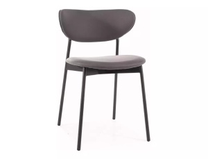 SCAUN DINING DAN, GRI TAP. 220/NEGRU MAT, TAPITERIE DIN MICROFIBRA SI PICIOARE DIN METAL, STIL MODERN - Img 1