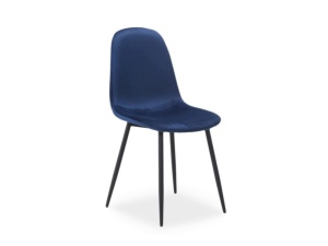 SCAUN DINING FOX, ALBASTRU 91/NEGRU, TAPITERIE DIN CATIFEA SI PICIOARE DIN METAL, STIL MODERN - Img 1