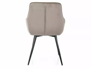 SCAUN DINING GRAPE, BEJ BLUVEL 40/NEGRU MAT, TAPITERIE DIN CATIFEA SI PICIOARE DIN METAL, STIL MODERN - Img 3
