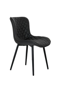 SCAUN DINING GREG NEGRU, TAPITAT CU PIELE ECOLOGICA SI METAL, STIL MODERN