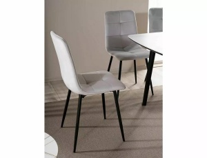 SCAUN DINING IVO, GRI DESCHIS BLUVEL 03/NEGRU MAT, TAPITERIE DIN CATIFEA SI PICIOARE DIN METAL, STIL MODERN - Img 6
