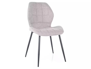 SCAUN DINING JAKE, GRI 07/NEGRU MAT, TAPITERIE DIN STOFA SI PICIOARE DIN METAL, STIL MODERN - Img 1