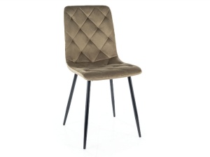 SCAUN DINING JERRY, OLIVE BLUVEL 77/NEGRU MAT, TAPITERIE DIN CATIFEA SI PICIOARE DIN METAL, STIL MODERN - Img 1
