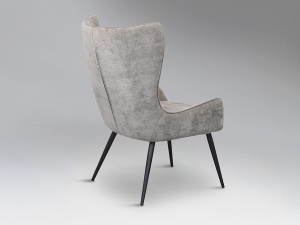 SCAUN DINING LOIRA, 99 CM, GRI DESCHIS/NEGRU, TAPITERIE DIN STOFA SI PICIOARE DIN METAL, STIL MODERN - Img 6