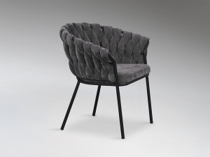 SCAUN DINING MAGMA, 78 CM, GRI INCHIS/NEGRU, TAPITERIE DIN STOFA FINA SI PICIOARE DIN METAL, STIL MODERN - Img 8