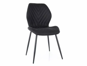 SCAUN DINING MIKE, NEGRU 19/NEGRU MAT, TAPITERIE DIN STOFA SI PICIOARE DIN METAL, STIL MODERN - Img 1