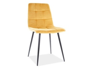 SCAUN DINING MILA, CURRY BLUVEL 68/NEGRU MAT, TAPITERIE DIN CATIFEA SI PICIOARE DIN METAL, STIL MODERN - Img 1