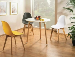 SCAUN DINING MORIS, GRI DESCHIS/FAG, DIN POLIPROPILENA SI LEMN DE FAG, STIL MODERN - Img 3