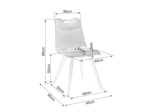 SCAUN DINING ORFE, GRI 15/NEGRU MAT, TAPITERIE DIN CATIFEA FJORD SI PICIOARE DIN METAL, STIL MODERN - Img 4