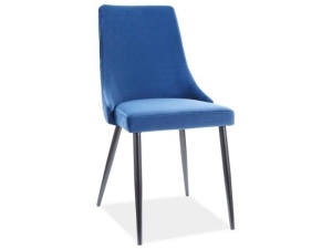 SCAUN DINING PIANO B, BLEUMARIN BLUVEL 86/NEGRU MAT, TAPITERIE DIN CATIFEA SI PICIOARE DIN METAL, STIL MODERN - Img 1