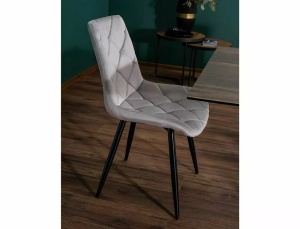 SCAUN DINING RALPH, GRI DESCHIS BLUVEL 03/NEGRU MAT, TAPITERIE DIN CATIFEA SI PICIOARE DIN METAL, STIL MODERN - Img 5